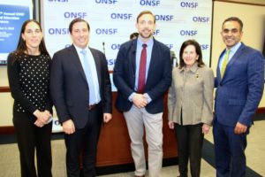 Conference Co-Chairs Dr. Tamar Kessel and Dr. Mark Vitale with Travis Rieder, PhD, Keynote Presenter and Vicki Leeds Tananbaum, ONSF VP and Paul Sethi, MD, ONSF President