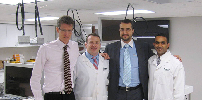 L to R – Dr. Michael Glanzmann from Sweden, Dr. Tim Green, ONS Orthopedic Surgeon, Dr. Bilal Farouk El-Zayat from Germany and ONSF President Dr. Paul Sethi.