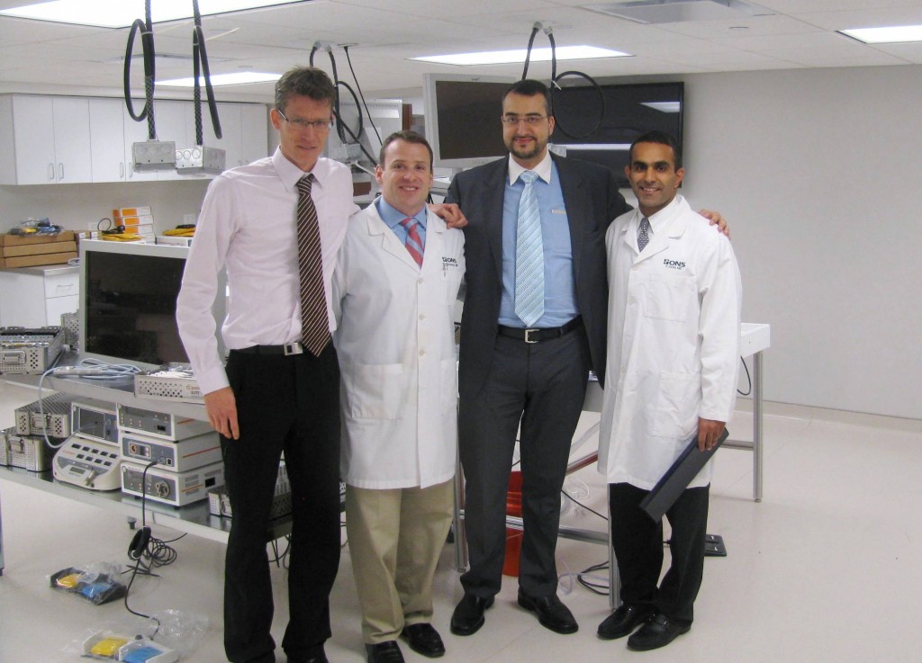 From left to right is Dr. Michael Glanzmann from Sweden, ONS orthopaedic surgeon Dr. Tim Greene, Dr. Bilal Farouk El-Zayat from Germany and ONS Foundation President Dr. Paul Sethi.