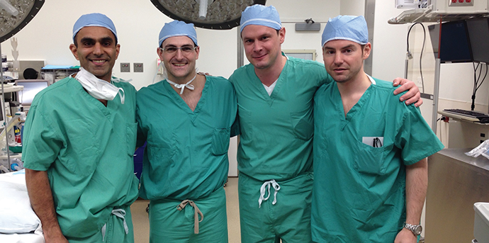 ONSF President Dr. Paul Sethi on left with visiting AGA Fellows from Germany – Dr. Hossam El-Azab, Dr. Christian Jung, Dr. Maurice Balke