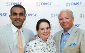 Paul Sethi, MD, ONSF President, Vicki Leeds Tananbaum, ONSF Vice President and Frank Corvino retiring Greenwich Hospital President and CEO
