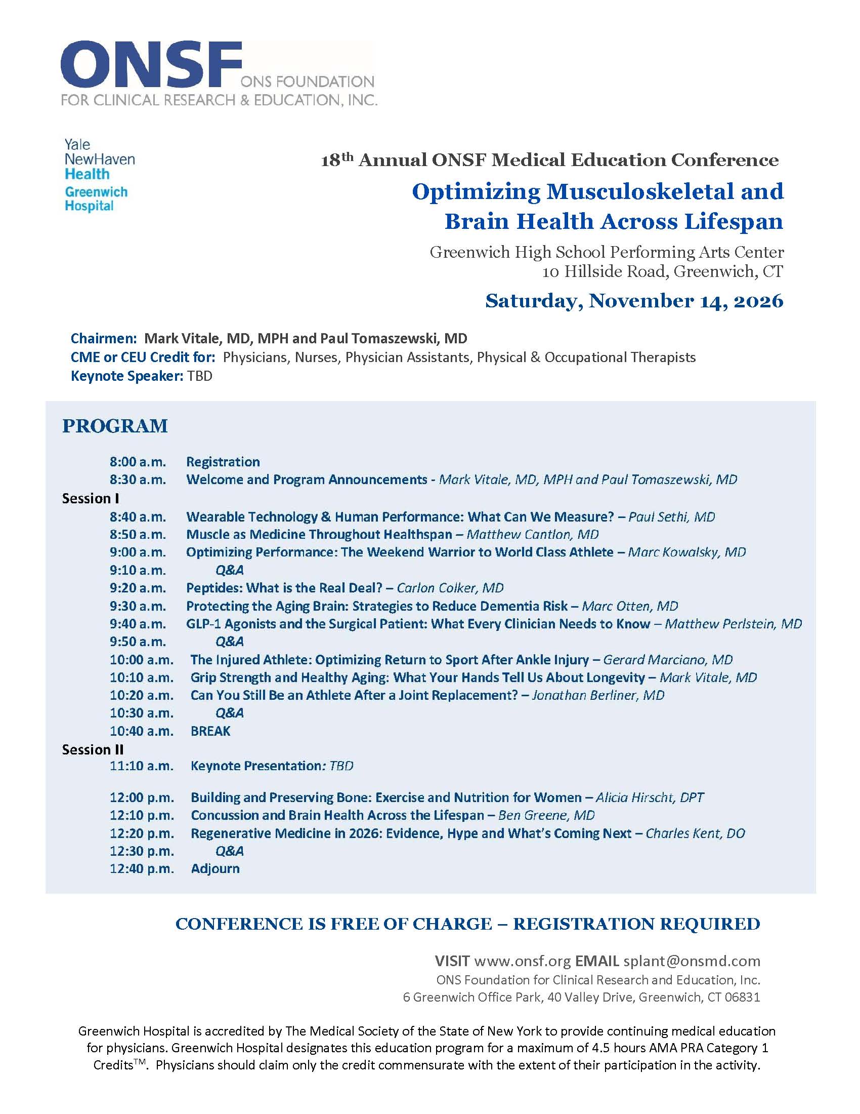 18th Annual ONSF Medical Education Conference — November 14, 2026